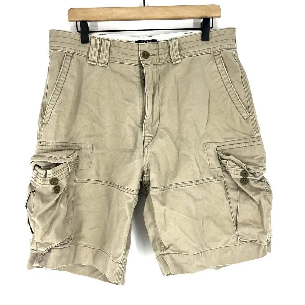 Polo Ralph Lauren Cargo Shorts Size 34 Mens Khaki Gorpcore Outdoor Utility Baggy